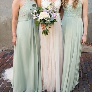 Sage Green Spaghetti Strap Bridesmaid Dress